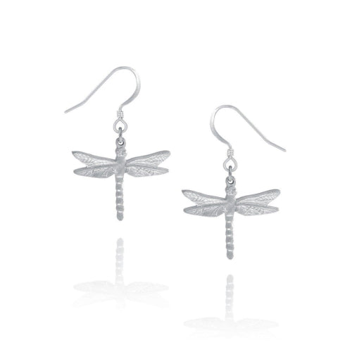 Dragonfly Drop Earrings - Amos Pewter