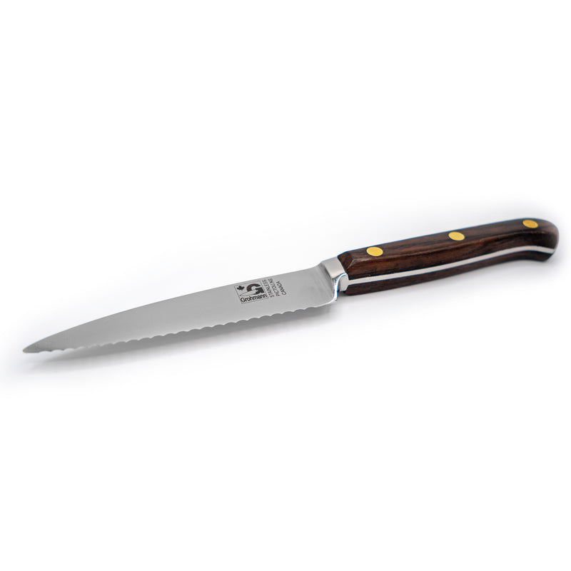 4" Forged Serrated Tomato Steak Knife - Grohmann Natural Rosewood