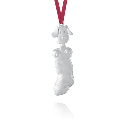 Dog in a Sock 2014 Ornament - Amos Pewter