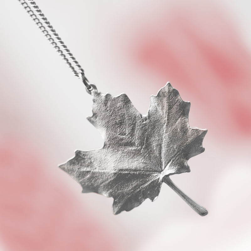 Maple Leaf Necklace Pendant 18 - Amos Pewter